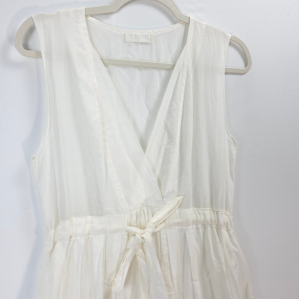 CP Shades Off White Dress Women S Cotton Silk Tie Waist Quiet Luxury Feminine - Picture 8 of 14